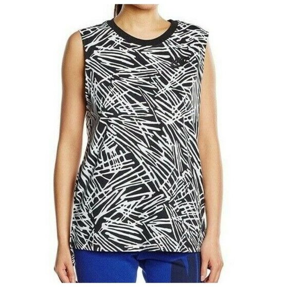 Nike Tops - NIKE Athletic Tank Top S  Black & White Abstract Muscle Tank Cotton